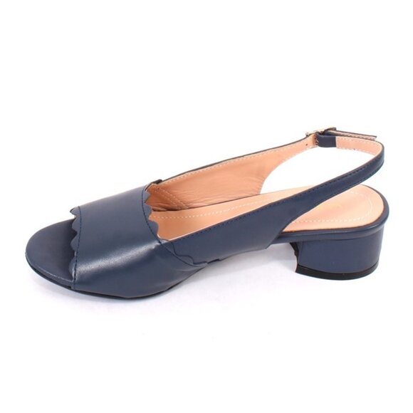 Vernissage 23692 Blue Leather Heel Slingback Sandals Shoes - Picture 6 of 8